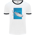 A Whale Shark and Scuba Diver Mens White Ringer T-Shirt White/Black