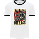 Live Fast Motorcycle Motorbike Biker Chopper Mens White Ringer T-Shirt White/Black
