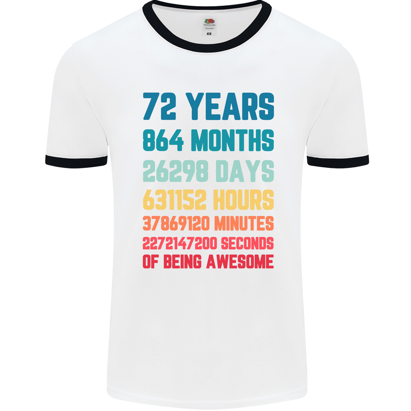 72nd Birthday 72 Year Old Mens Ringer T-Shirt White/Black