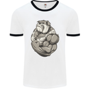 Bulldog Gym Bodybuilding Training Top Mens White Ringer T-Shirt White/Black