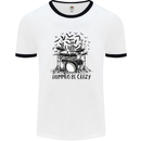 Skeleton Drummer Be Crazy Drumming Drum Mens White Ringer T-Shirt White/Black
