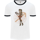 Sagittarius Steampunk Woman Star Sign Mens Ringer T-Shirt White/Black