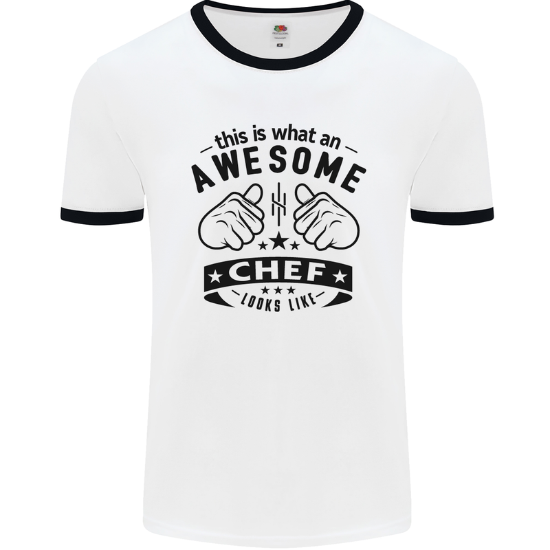 Awesome Chef Looks Like Funny Cooking Mens White Ringer T-Shirt White/Black