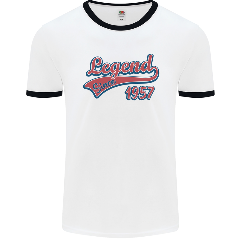 Legend Since 66th Birthday 1957 Mens Ringer T-Shirt White/Black