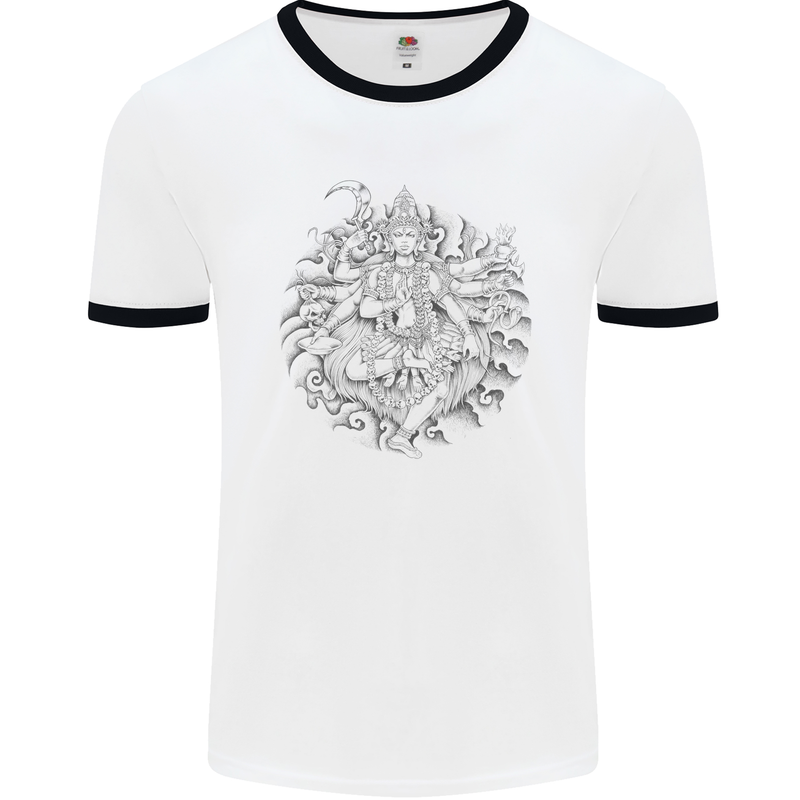 Goddess Shiva Hindu God Hinduism Religion Mens White Ringer T-Shirt White/Black