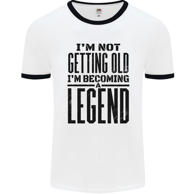 I'm Not Old I'm a Legend Funny Birthday Mens White Ringer T-Shirt White/Black