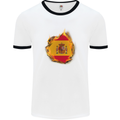 The Spanish Flag Fire Effect Spain Mens White Ringer T-Shirt White/Black