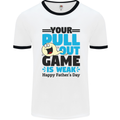 Pull Out Game Funny Offensive Fathers Day Mens Ringer T-Shirt White/Black