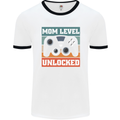 Mom Level Unlocked New Mommy Baby Born Mens White Ringer T-Shirt White/Black