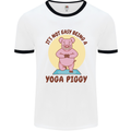 It's Not Easy Being a Yoga Piggy Funny Pig Mens White Ringer T-Shirt White/Black