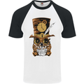 Steampunk Skull Mens S/S Baseball T-Shirt White/Black