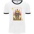 King Playing Card Gothic Skull Poker Mens White Ringer T-Shirt White/Black