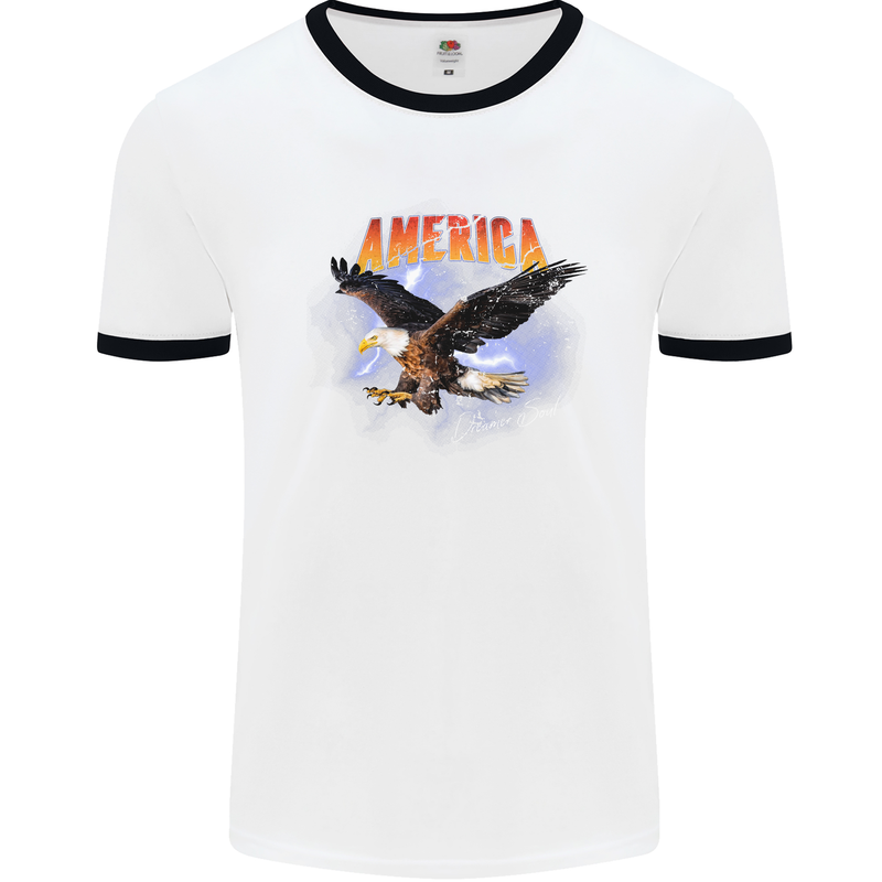 Eagle America Dreamer Soul Mens White Ringer T-Shirt White/Black