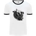 Scuba Diving Skull Diver Dive Deep Sea Mens White Ringer T-Shirt White/Black