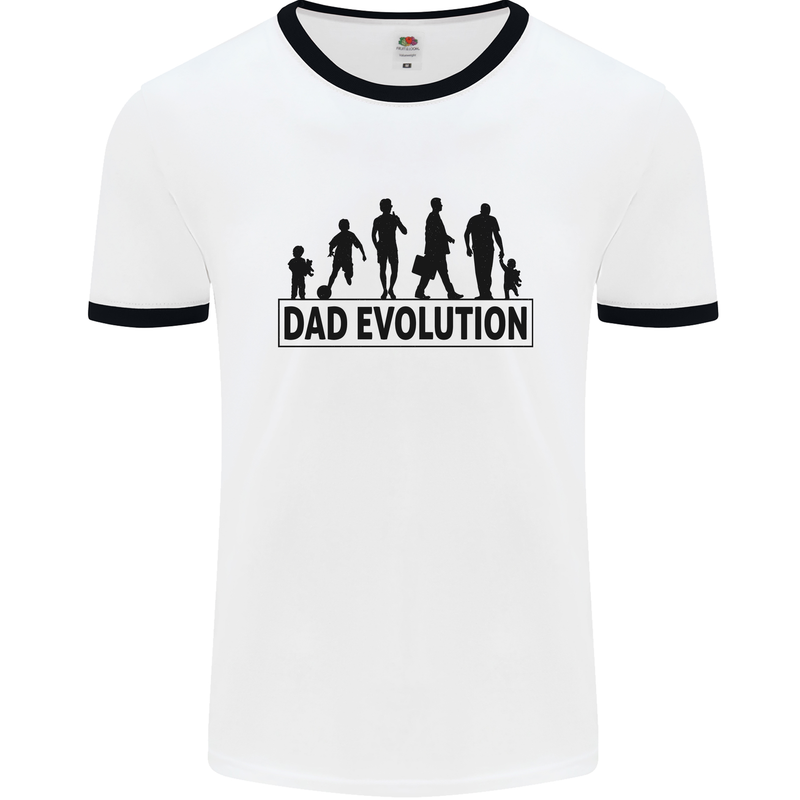 Dad Evolution Fathers Day Mens White Ringer T-Shirt White/Black