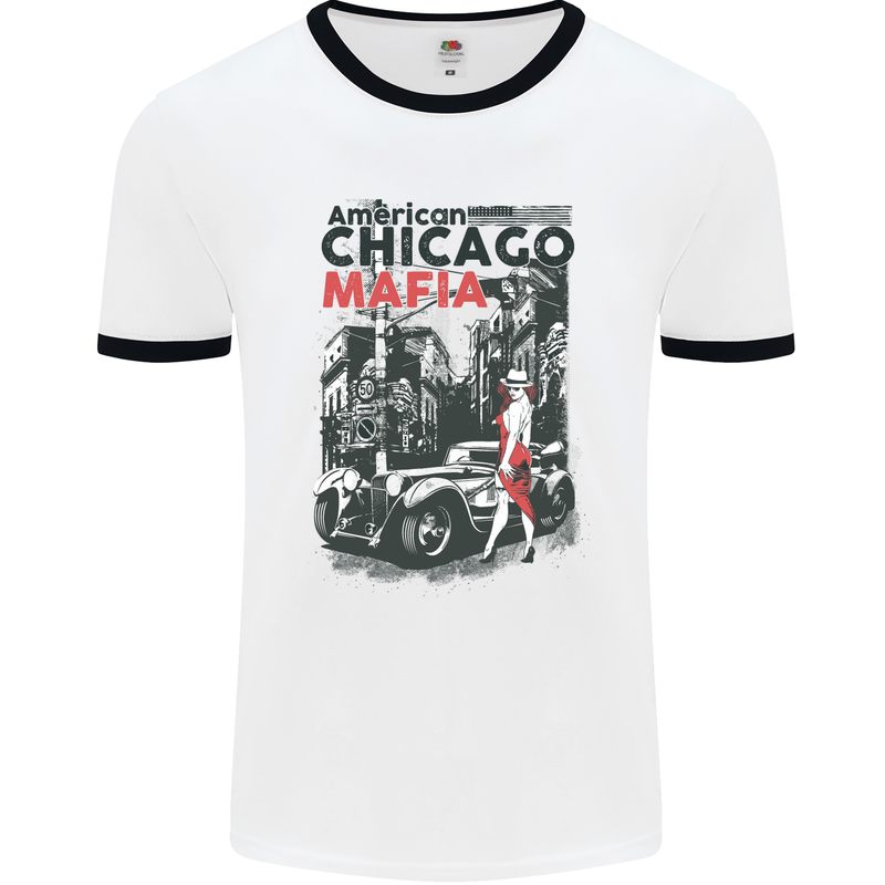 American Chicago Mafia Mens White Ringer T-Shirt White/Black