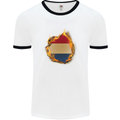 The Dutch Flag Fire Effect Holland Mens White Ringer T-Shirt White/Black