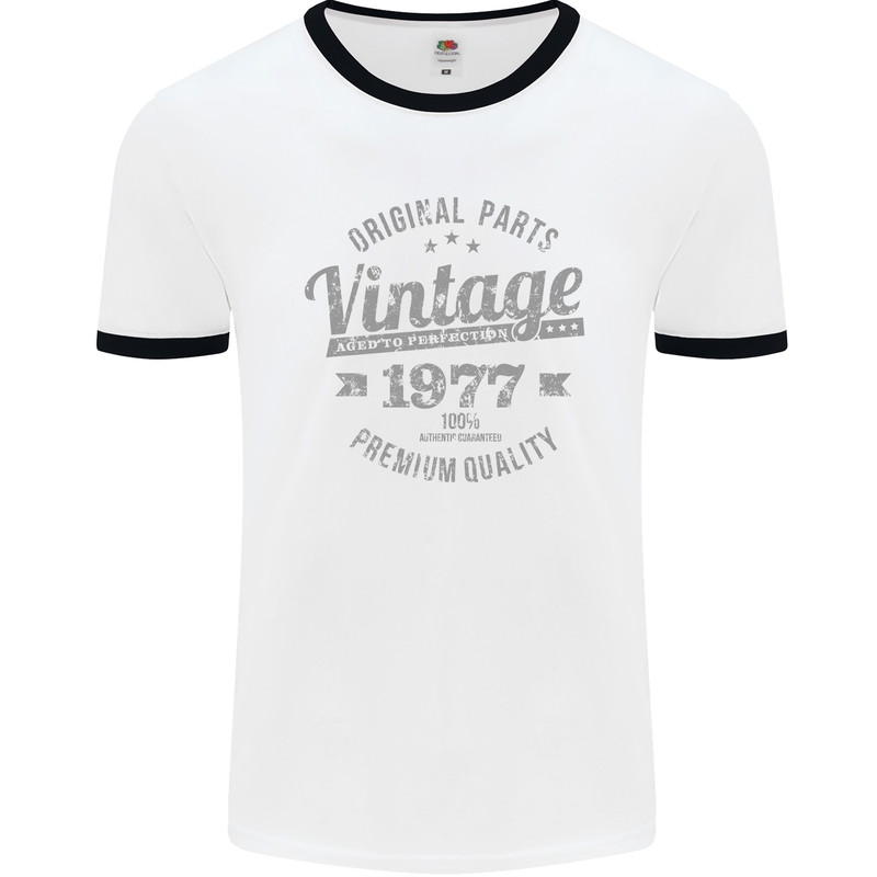 Vintage Year 46th Birthday 1977 Mens Ringer T-Shirt White/Black