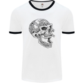 Viking Skull Symbols Mens White Ringer T-Shirt White/Black