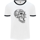 Viking Skull Symbols Mens White Ringer T-Shirt White/Black