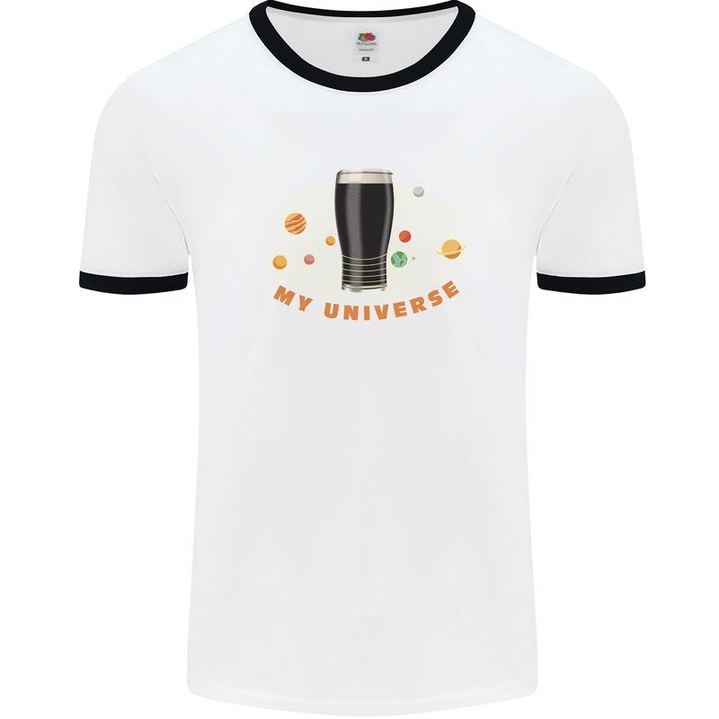 My Guiness Universe Mens White Ringer T-Shirt White/Black