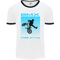 BMX Freestyle Cycling Bicycle Bike Mens White Ringer T-Shirt White/Black