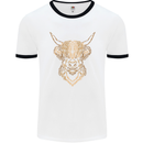 A Highland Cow Drawing Mens White Ringer T-Shirt White/Black