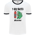 T-Rex Hates Boxing Funny Boxer MMA Sport Mens White Ringer T-Shirt White/Black