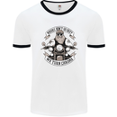 Bikers Don't Go Grey Motorbike Motorcycle Mens White Ringer T-Shirt White/Black