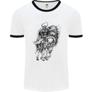 Odin the Viking on Horseback Valhalla Gods Mens White Ringer T-Shirt White/Black