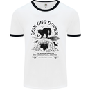 Join Our Coven Funny Halloween Cat Mens White Ringer T-Shirt White/Black