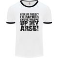 Give up Rugby? Union League Player Funny Mens White Ringer T-Shirt White/Black