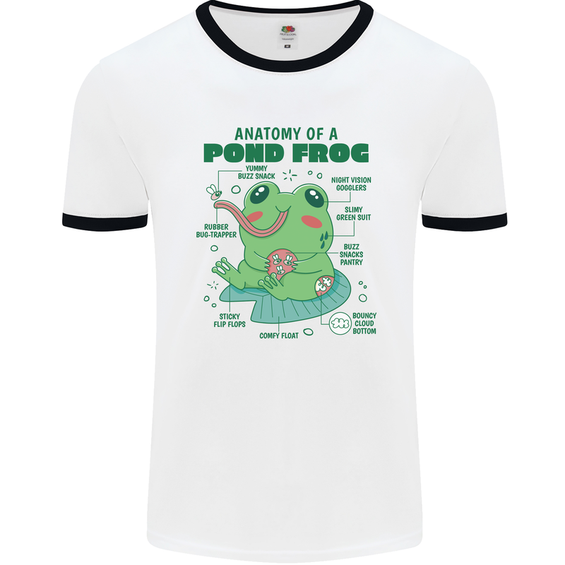 Anatomy of a Frog Funny Mens Ringer T-Shirt White/Black