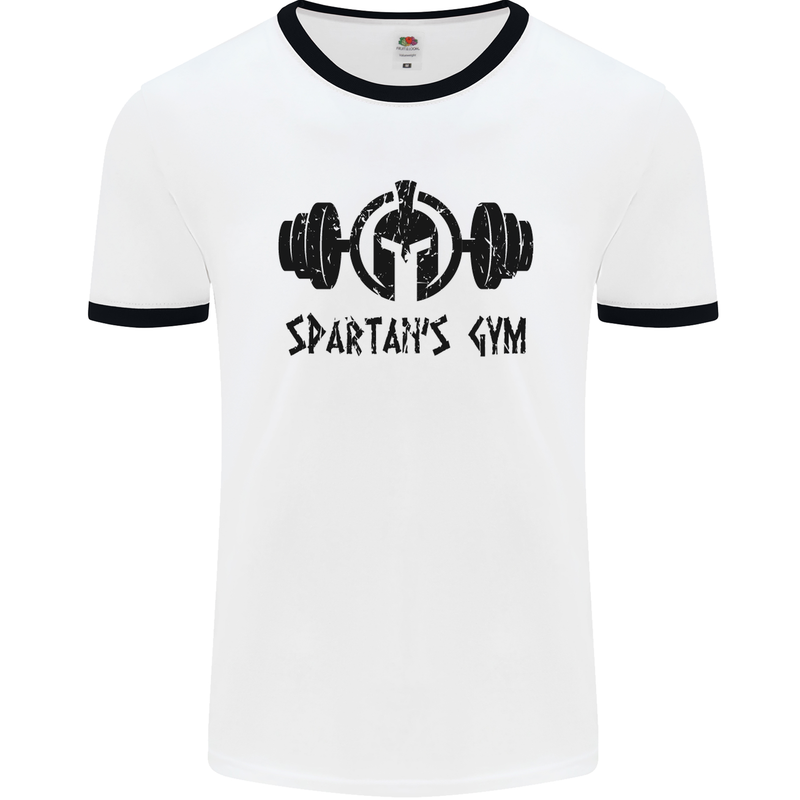 Spartans Gym Mens White Ringer T-Shirt White/Black