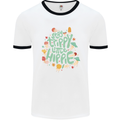 Stay Trippy Hippy Magic Mushrooms Drugs Mens White Ringer T-Shirt White/Black