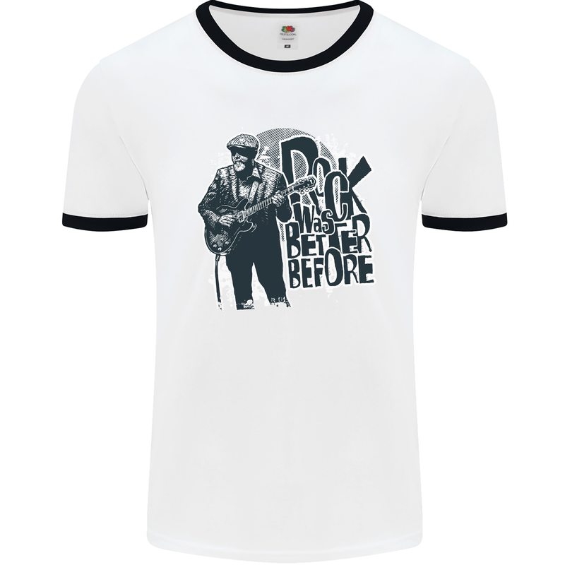 Rock Was Better Before Electric Guitar Music Mens Ringer T-Shirt White/Black