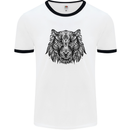 Mandala Art Tiger Mens White Ringer T-Shirt White/Black