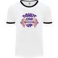 Donut Give Up Funny Gym Bodybuilding Mens White Ringer T-Shirt White/Black