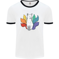 LGBT Kitsune Fox Gay Pride Mens White Ringer T-Shirt White/Black