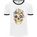 Mushroom Skull Nature Ecology Toadstool Mens White Ringer T-Shirt White/Black