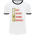 Eat Sleep Anime Repeat Mens Ringer T-Shirt White/Black