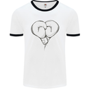 Skull Skeleton Boxing MMA Muay Thai Boxer Mens White Ringer T-Shirt White/Black