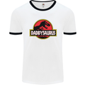 Daddysaurus Funny Father's Day Daddy Mens White Ringer T-Shirt White/Black