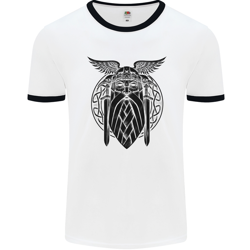 Odin The Vikings Valhalla Thor Gym Nordic Mens White Ringer T-Shirt White/Black