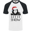 Xmas Let it Snow Funny Christmas Mens S/S Baseball T-Shirt White/Black