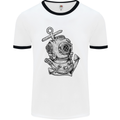 Scuba Diving Anchor Diver Sailing Sailor Mens White Ringer T-Shirt White/Black