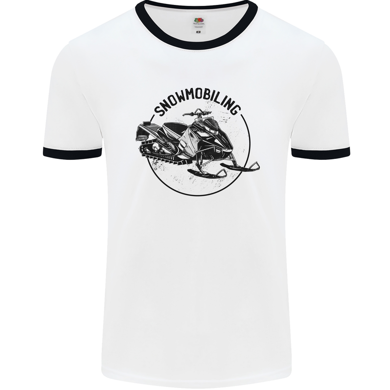 A Snowmobile Winter Sports Mens White Ringer T-Shirt White/Black