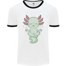 Meditating Axolot Yoga Spiritual Mens Ringer T-Shirt White/Black