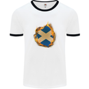 St. Andrew's Cross Scottish Flag Scotland Mens White Ringer T-Shirt White/Black