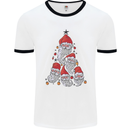 Santa Clause Christmas Tree Mens White Ringer T-Shirt White/Black